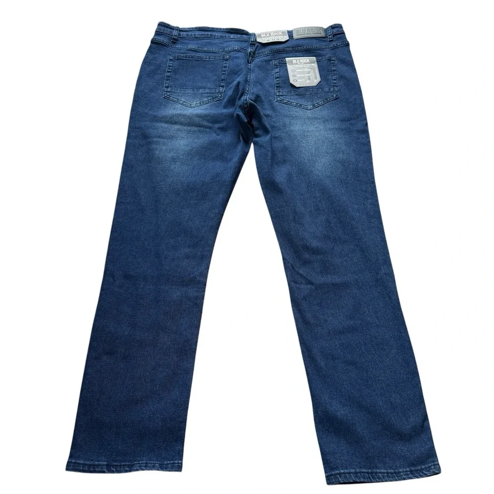 Blu‎ Rock 4 Way Stretch Flex Jeans Medium Wash 38x31 New With Tags